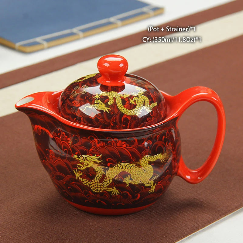 Chinese Ceramic Tea Set Kung Fu Porcelain Tea Cup Pot Set Dragon Teapot Teacup Kungfu Teaset Puer Oolong Tea Ceremony Teaware
