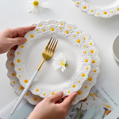 Κεραμικό ανάγλυφο λίγο Daisy Plate Dinner Set Househid