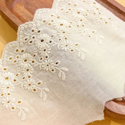 1Y Flower Hollow 11CM Wide Cotton Cloth Lace Trim Fabric Clothes Accessories Cuffs Skirt Hem