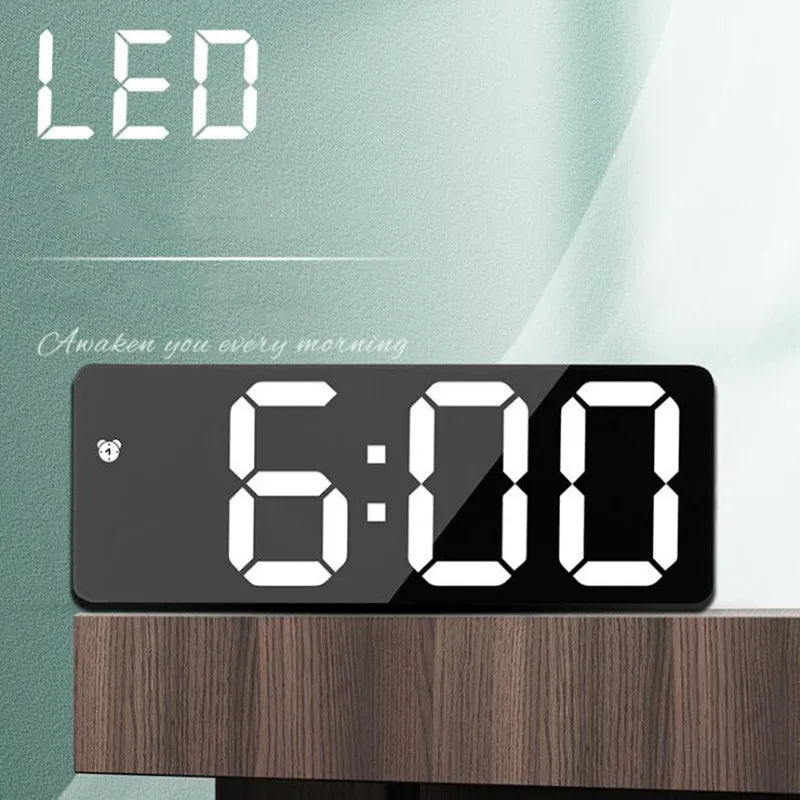 Acrylique / miroir numérique ALLOCK ALLOCK CONTRÔLE VOIX SNOOZE MODE NIGHT TABLE CORLOGE 12 / 24H FUNITION ANTI-DISTRUB LED CLORME LED