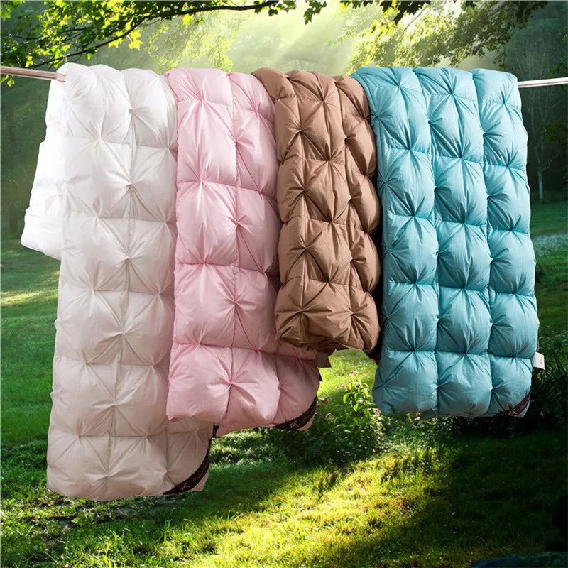 100% Goose Down Duvet 3D Luxury Quilted Quilt King Queen fuld størrelse dyne Vinter Tyk tæppe Fast farve