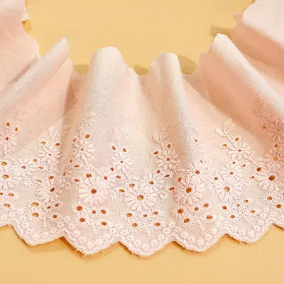 1Y Flower Hollow 11CM Wide Cotton Cloth Lace Trim Fabric Clothes Accessories Cuffs Skirt Hem