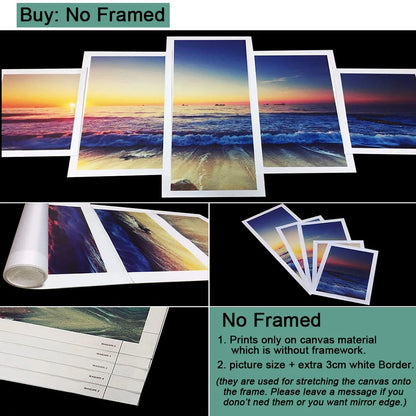 5 Pieces Modular Wall Art Home Decor Canvas Paintings for Interior Pink Tree Flower Picture Modern Room Decoration Framework