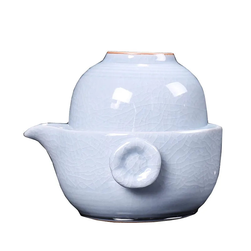 Creative Double Portable Ceramic Teacup Teapot Kungfu Tea Set European Style Outdoor Travel Teacup Teapot Home Decoration Modern