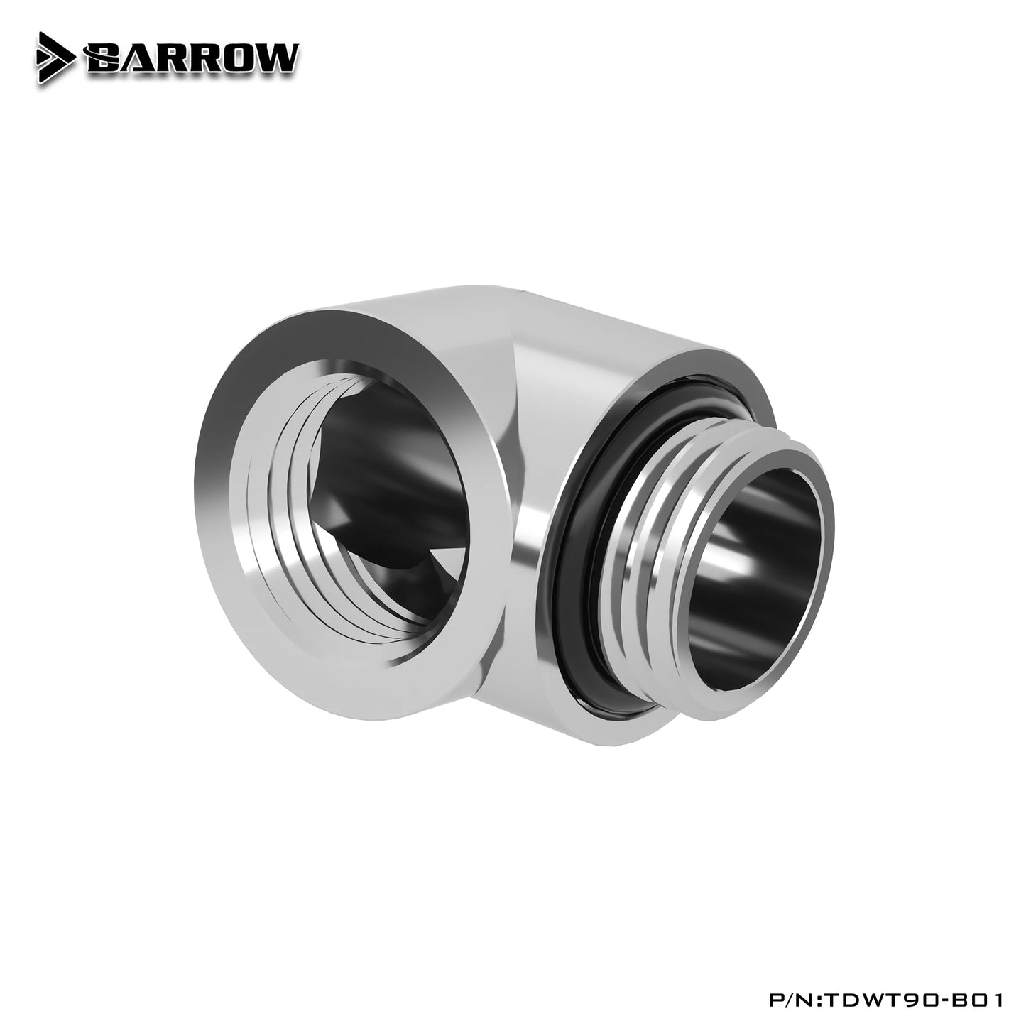 Barrow TDWT90-B01 PC Water Cooling Reversing Fitting 90 graders mand til kvindeligt rørstik Adapter Vandkøler køleløb