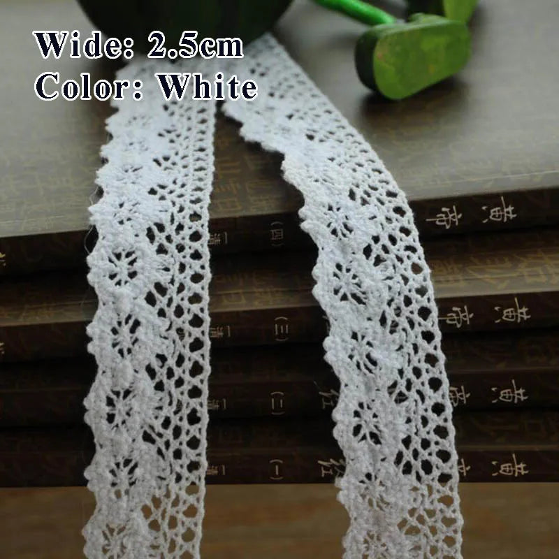 Cotton Lace Ribbon White Beige DIY Handmade Wedding Party Craft Gift Packing Patchwork Crocheted Lace 5meter 10meter 20meter