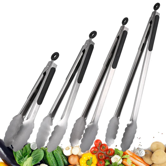 9/12/16 polegadas de comprimento Tinques de churrasco sem deslizamento Holoque não deslizante Aço inoxidável Frito Frito Clipe Salada Pão Clamp Kitchen Tools