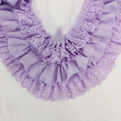 10CM Wide Three Layers Pleated Chiffon Fabric Embroidery Fringe Ribbon Lace Collar Ruffle Trim DIY Apparel Curtains Sewing Decor