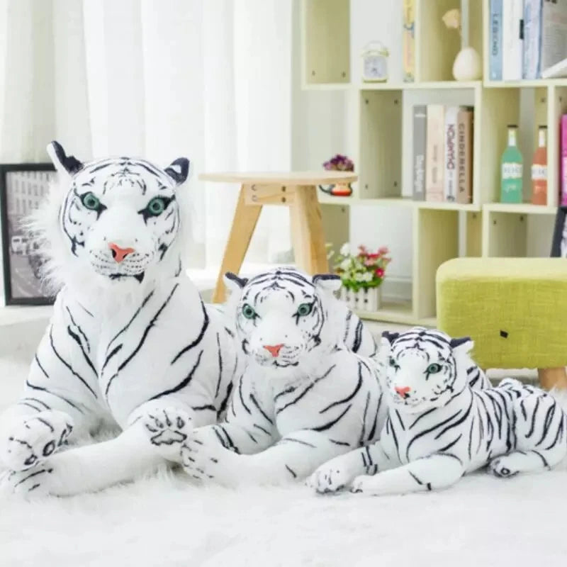 30-90cm Lifelike Tiger Leopard Plush Toys Soft Wild Animals Simulation White Tiger Jaguar Doll Children Kids Birthday Gifts