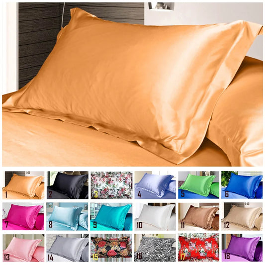 1pc Pure Emulation Silk Setin Prophcase Cobertina de travesseiro único Multicolor 48*74cm