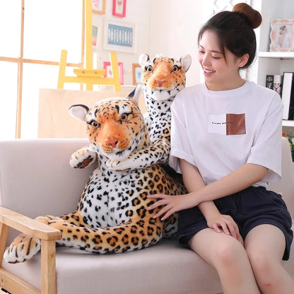 30-90cm Lifelike Tiger Leopard Plush Toys Soft Wild Animals Simulation White Tiger Jaguar Doll Children Kids Birthday Gifts