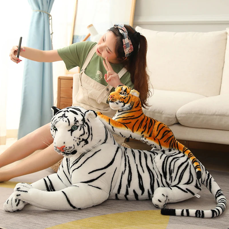 Lifelike 50-110 cm Tiger Plüschspielzeug wilde Wildtiere Simulation Weißer brauner Waldkönig Doll Kinder Kinder Geburtstag Geschenke