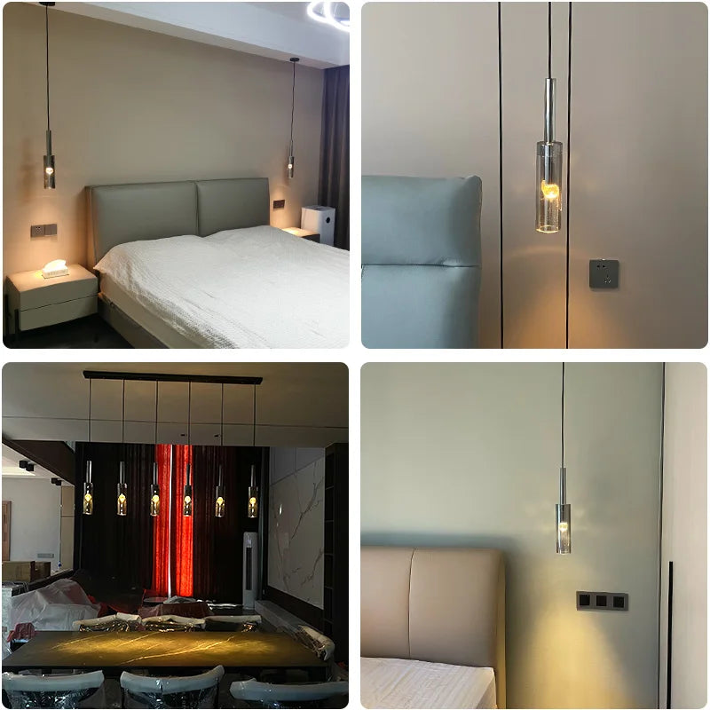 Schlafzimmer Bettlampe Einkopf -Kristalldekoration Moderner minimalistischer neuer nordisches Licht luxuriöses Netz Rote Restaurant kleiner Kronleuchter