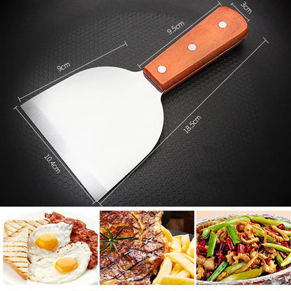 Edelstum Metallspatula Drëpsen flaach Burger Pizza Pizza Griller Bbq Bappen Teppanyaki Gepäck Kieseg