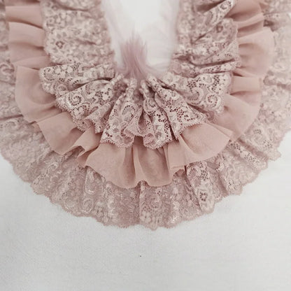 10CM Wide Three Layers Pleated Chiffon Fabric Embroidery Fringe Ribbon Lace Collar Ruffle Trim DIY Apparel Curtains Sewing Decor