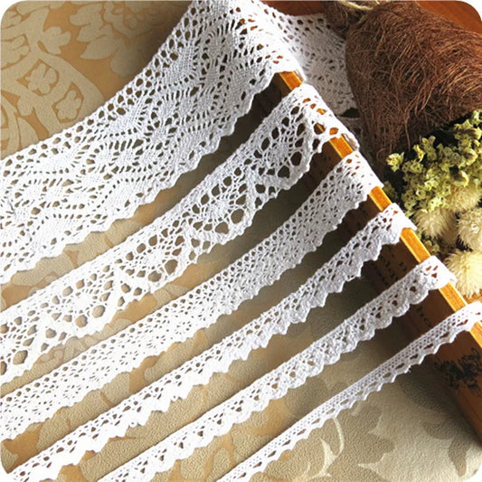 5 Meter/roll White Lace Trim Cotton Embroidered Lace Ribbon  Crochet Lace Fabric DIY Handmade Craft Clothes Sewing Accessories