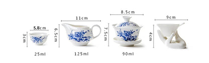 11pcs Chinese Kung Fu Tea Set,Ceramic Portable Teacup Porcelain Service Gaiwan Tea Cups Mug of Tea Ceremony Teapot