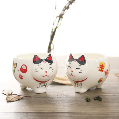 Söpö japanilainen onnekas kissan posliini -teesarja luova Maneki Neko Ceramic Tea Cup Potin suodattimella ihana plutus -kissan teekannu muki