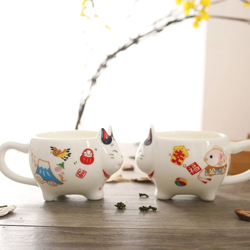 Söpö japanilainen onnekas kissan posliini -teesarja luova Maneki Neko Ceramic Tea Cup Potin suodattimella ihana plutus -kissan teekannu muki