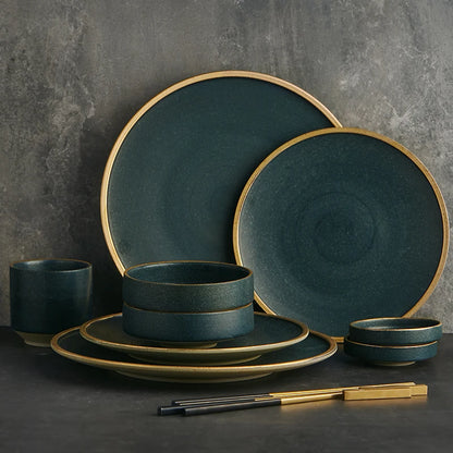 Kinglang Ceramic Tablware Cotestar Set 2/4 Person Använd familjens bestick Restaurang serverar västra rätter Plattor skål