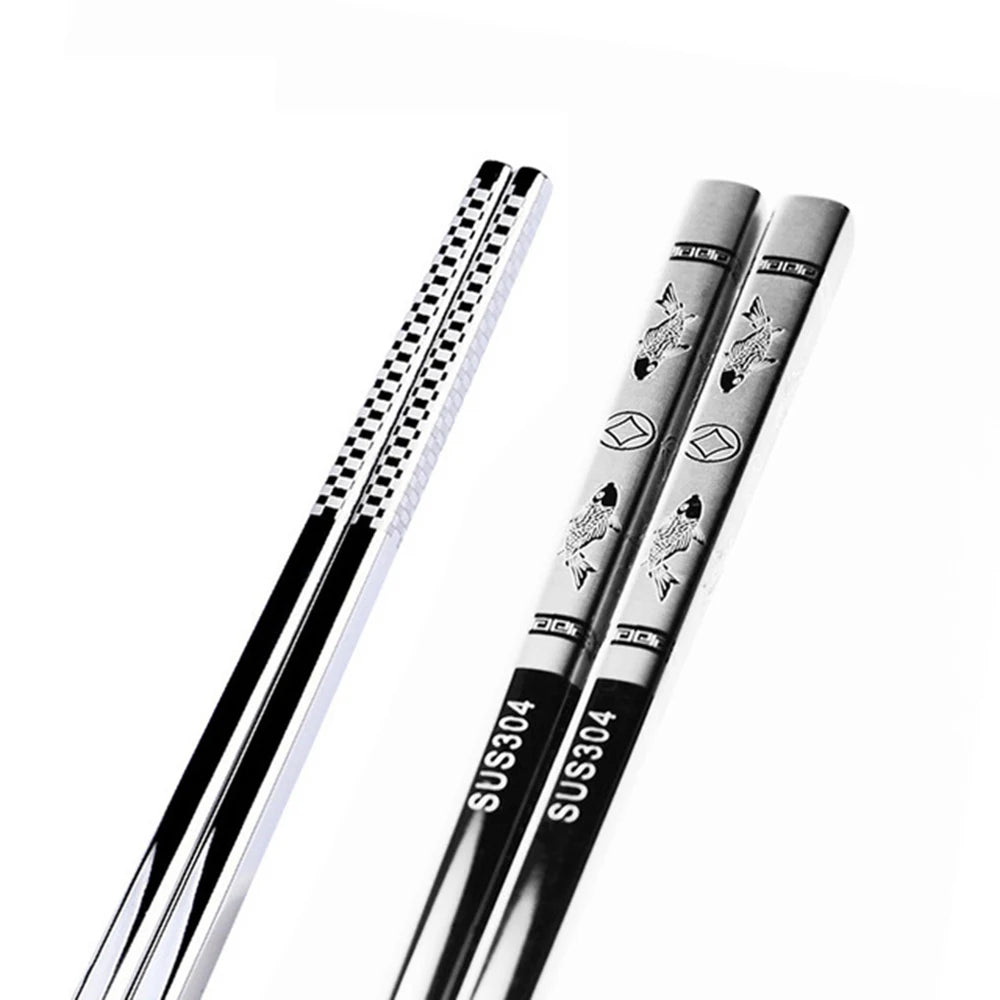 Edelstahl schwarze Drachenfische Essstäbchen Chinesische lange Nicht-Schlupf-Legierung Sushi Hashi Chop Sticks Set Chinese Geschenke Tabelle Geschirr