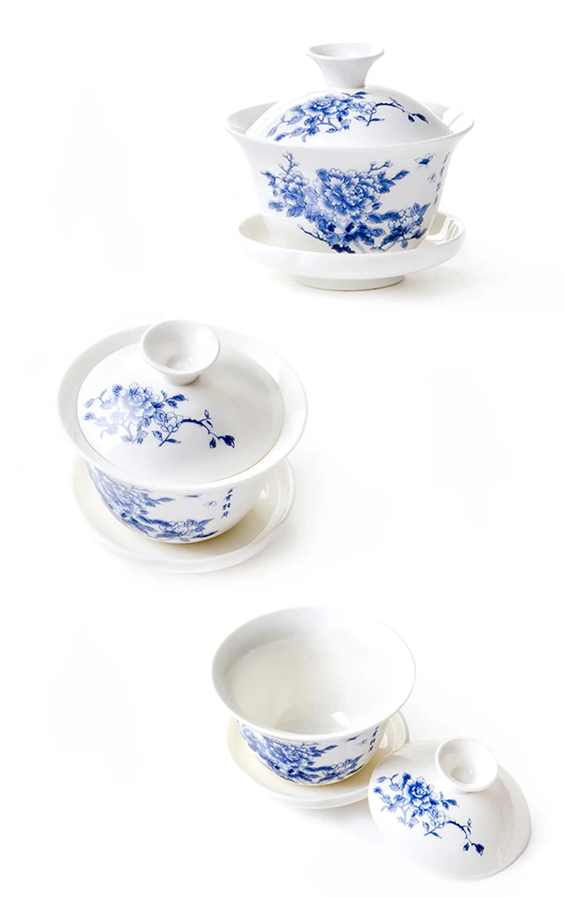 11pcs kinesisk kung fu te sett, keramisk bærbar tekopp porselen service gaiwan te kopper krus teseremoni teapot