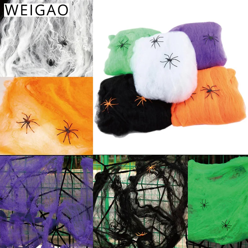 Halloween Decoration Spider Cotton Thread Spider Web Party Props Hauted House Artificial Spider Web Home Party Spary Decora