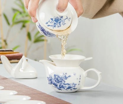 11pcs kinesisk kung fu te sett, keramisk bærbar tekopp porselen service gaiwan te kopper krus teseremoni teapot