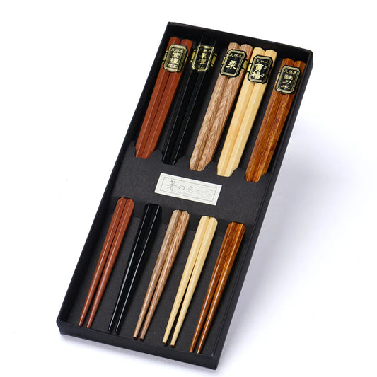 5 Pairjahonese Stil Holz Chopsticks reusable natierlechen Hech Klapsticks Chepware Pizzle Cadern Tool Chinese Set