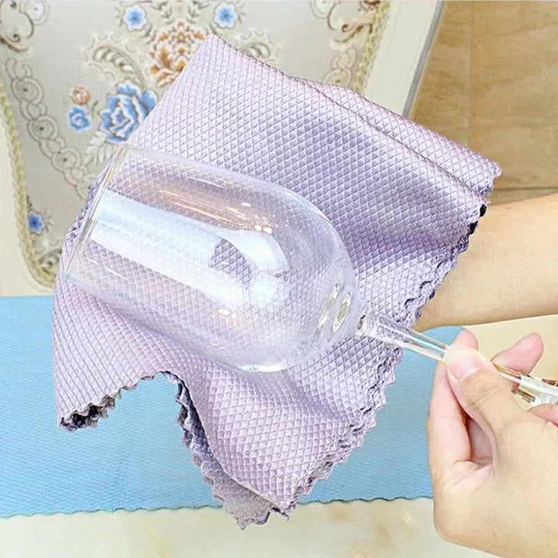 5PCS Microfiber Washing Dish Cloth Cleaning Towel Super Absorbable Window Glass Cleaning Cloth Kitchen Anti-grease Wiping Rags