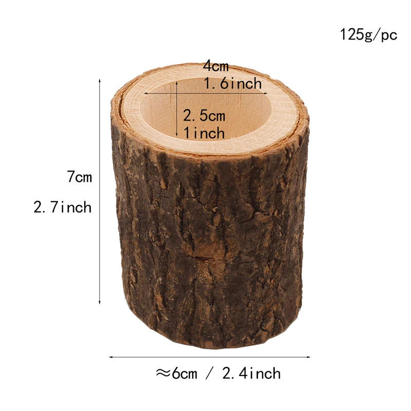 Creative Wooden Candlestick Succulent Plant Pot Tray Candle Holder Table Desktop Decoration Rustic Wedding Holiday Decor