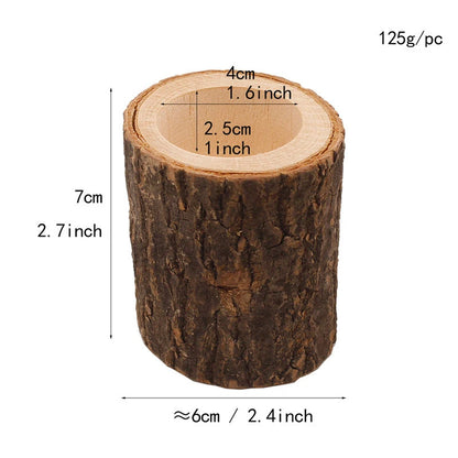 Creative Wooden Candlestick Succulent Plant Pot Tray Candle Holder Table Desktop Decoration Rustic Wedding Holiday Decor