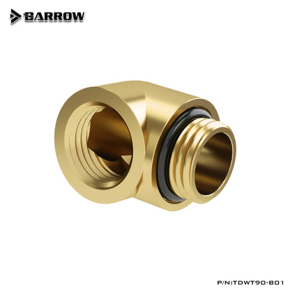 Barrow TDWT90-B01 PC Water Cooling Reversing Fitting 90 graders mand til kvindeligt rørstik Adapter Vandkøler køleløb