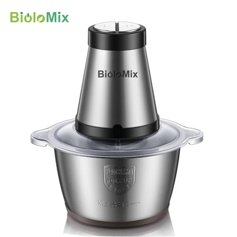 Biolomix 2 hitrosti 500W nerjaveče jeklo 2L zmogljivost električni sekač mesni mlinček za mincer rezalnik hrane