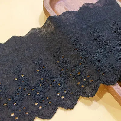 1Y Flower Hollow 11CM Wide Cotton Cloth Lace Trim Fabric Clothes Accessories Cuffs Skirt Hem