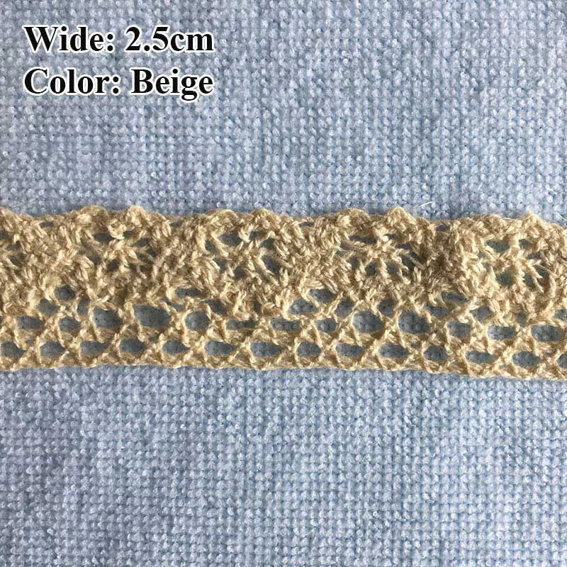 Cotton Lace Ribbon White Beige DIY Handmade Wedding Party Craft Gift Packing Patchwork Crocheted Lace 5meter 10meter 20meter