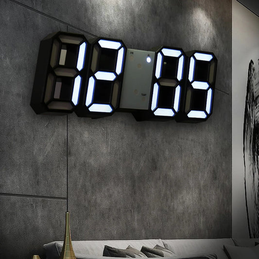 Reloj de pared alarma digital moderna cocina electrónica inteligente 3D Fuente de alimentación USB Hora LED Fecha de temperatura Dispersión de escritorio dormitorio