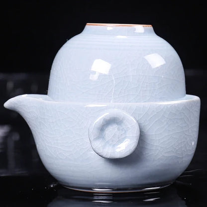 Creative Double Portable Ceramic Teacup Teapot Kungfu Tea Set European Style Outdoor Travel Teacup Teapot Home Decoration Modern