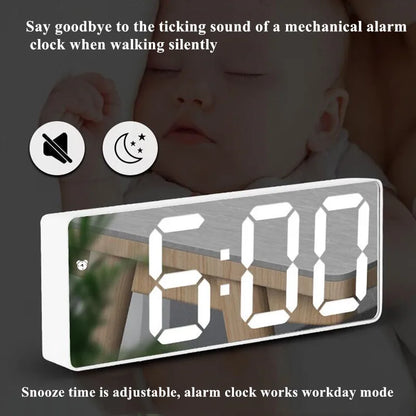 Acrylic/Mirror Digital Alarm Clock Voice Control Snooze Night Mode Table Clock 12/24H Anti-disturb Funtion Electronic LED Clock