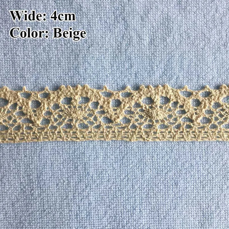 Cotton Lace Ribbon White Beige DIY Handmade Wedding Party Craft Gift Packing Patchwork Crocheted Lace 5meter 10meter 20meter