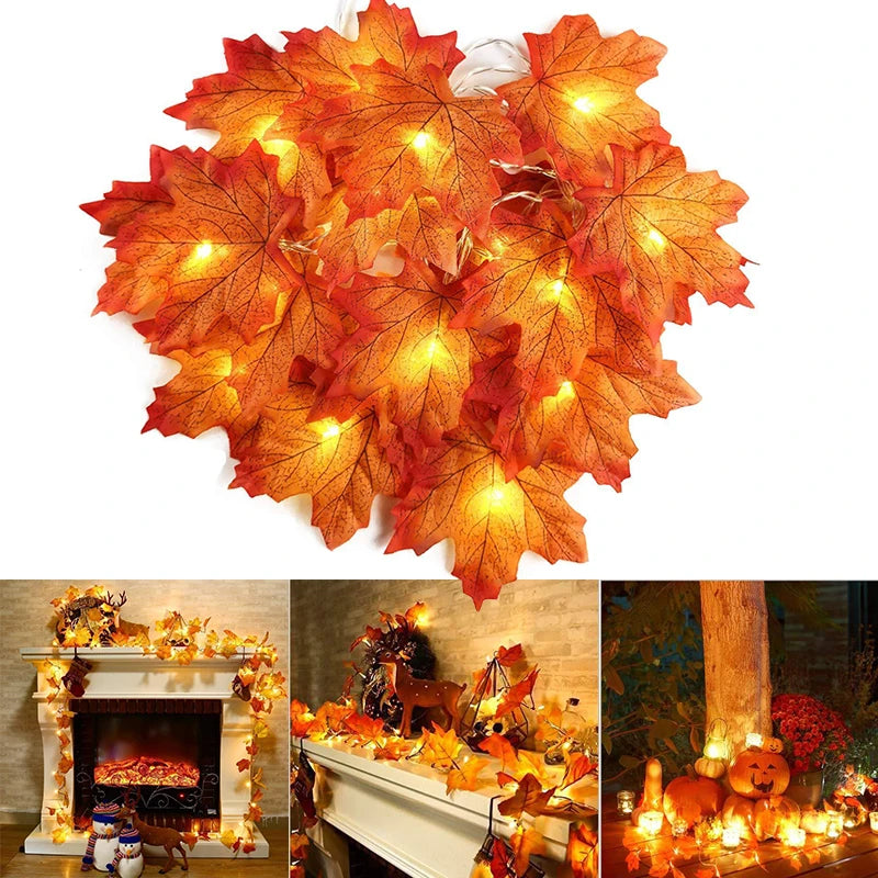 2/3/6m kerstdecoratie kunstmatige esdoorn blad bladeren led licht string lantern garland home party diy deco halloween new ye yea