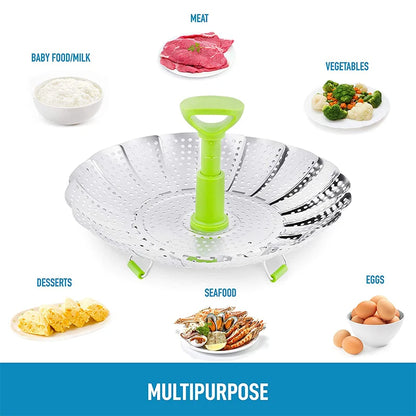 9 -Zoll -Edelstahl Lotus Dampfschale Klapperfood Dampfer Gemüse Obst Lebensmittel Korb Maschen Dampfer Rack Cooking Cookware