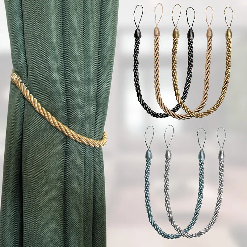 1Pc Handmade Weave Curtain Tieback Gold Curtain Holder Clip Buckle Rope Home Decorative Room Accessories Curtain Tie Backs