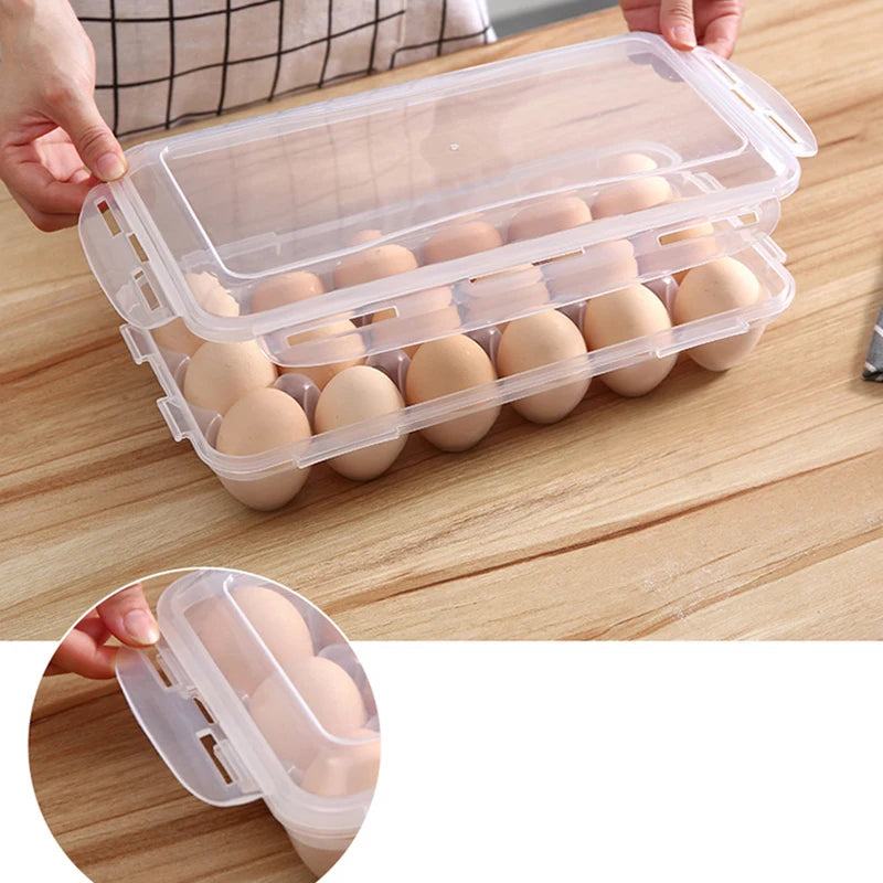 10/18 Grid Egg Storage Box Egg Tray with Lid Kitchen Refrigerator Egg Box Egg Drop Rack Egg Storage Boxes Fridge Egg Organizer