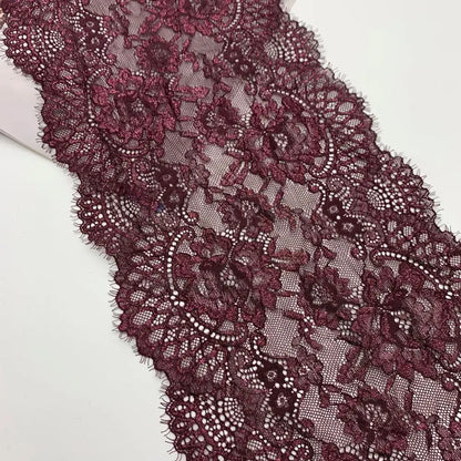3y/lot 22.50cm Shiny Grey Purple Teal Blue Eyelash Elastic Lace Trim With Shimmer Trimming Garment Accessory DIY Material Fabric