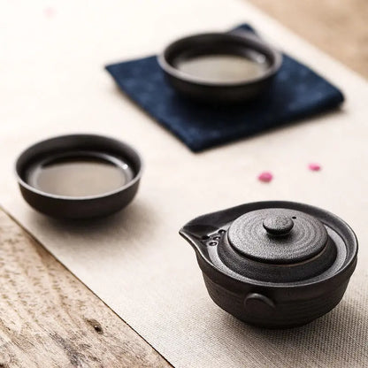 Κινέζικα kung fu teat set 1Teapot 2Teacs Travel Ceramic Pottery Tea Cups για τσάι υπαίθρια φλιτζάνια τσαγιού τελετής τσαγιού