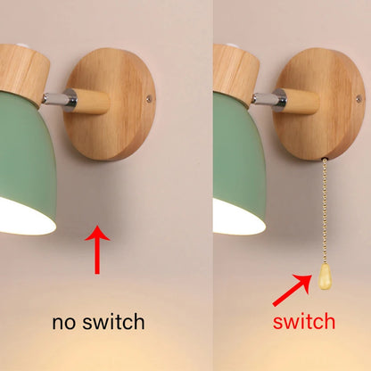 TROE NORDIC WALL LAMP MOD SWITCH MODERN VÄGG SCONCE FÖR SOVRUM HOLJ HOMBLYGNING MACION 6 Färgstyrhuvud E27