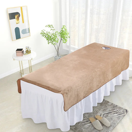 Solid Velvet Beauty Salon SPA Bed Sheets Massage Warm Bed Table Cover Sabanas Para Cama Soft Salon Sheets With/no Hole