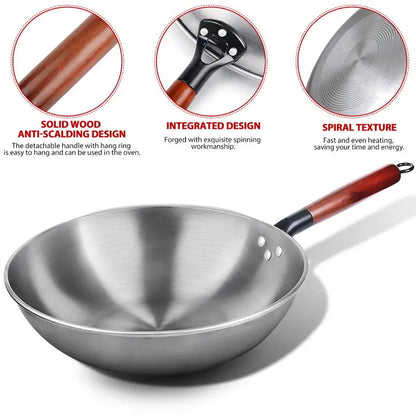 Støbejern wok non-stick wok pan kinesisk jern wok til køkken mindre olie røg støbejern pan induktion komfur køkken køkkenudstyr