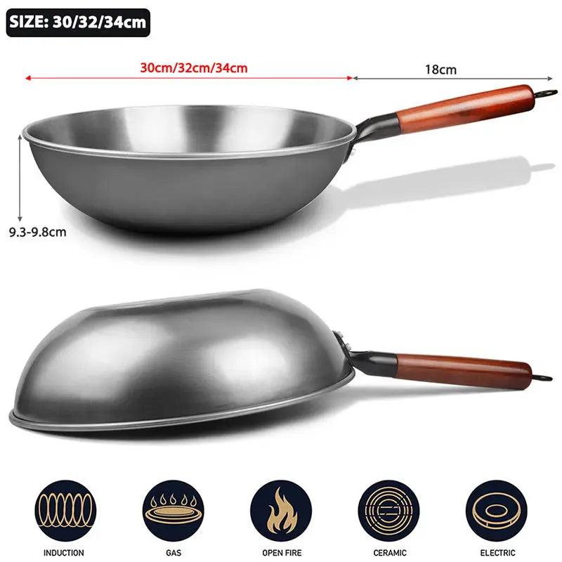 Χυτοσίδηρο wok μη-κολλήσει wok pan κινέζικο σίδερο wok για κουζίνα λιγότερο πετρέλαιο καπνό χυτοσίδηρο πάλι μαζίνα κουζίνα μαγειρικά σκεύη